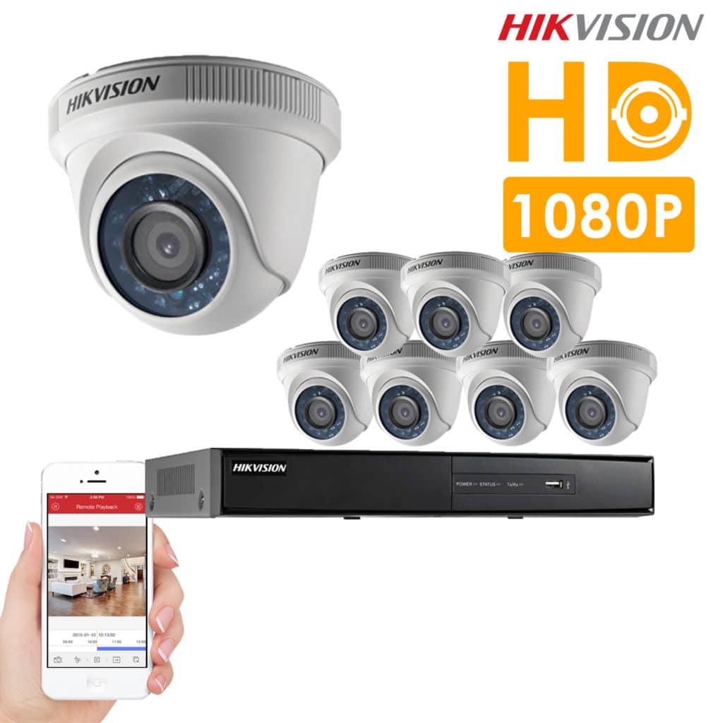 KIT Cámaras de seguridad HD Hikvision KIT 8 cámaras HD 1080 Domo