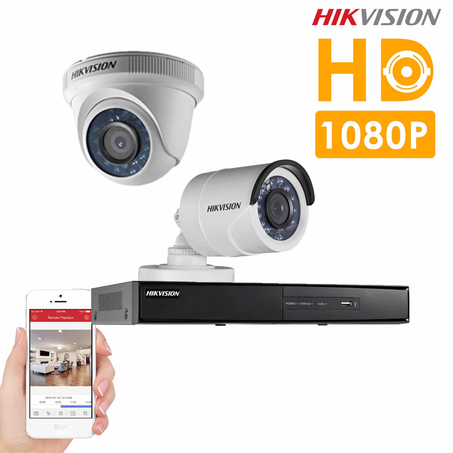KIT Cámaras de HD Hikvision – KIT HD 1080 – Tubo y Domo – HKHDB-022 – Sistemas de Seguridad en Lima Perú – ALFASEGUR