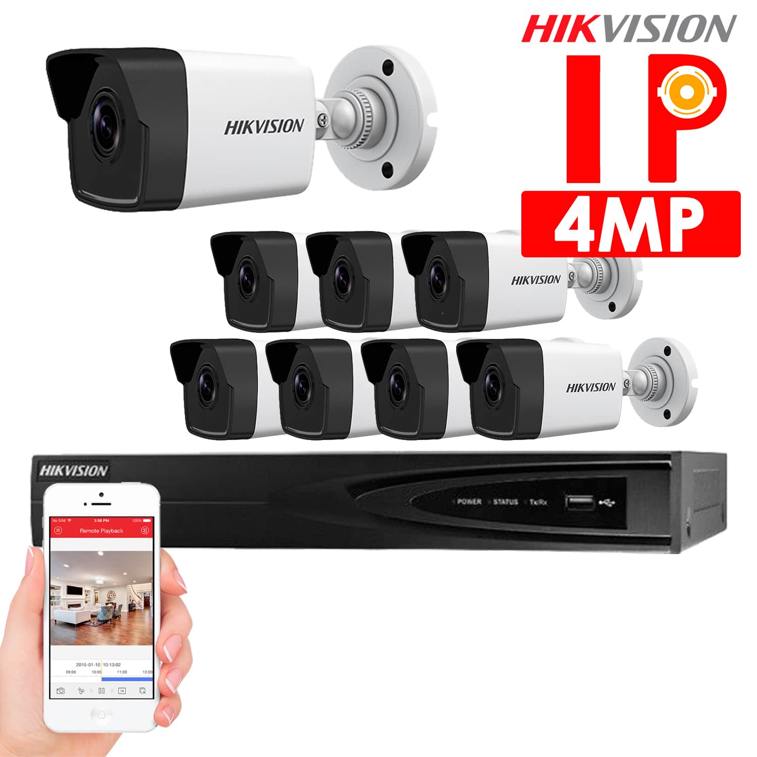 Involucrado Socialista realce KIT Cámaras de seguridad IP Hikvision – KIT 8 cámaras IP 4Mp – Tubo –  HKIPD-083 – Sistemas de Seguridad en Lima Perú – ALFASEGUR